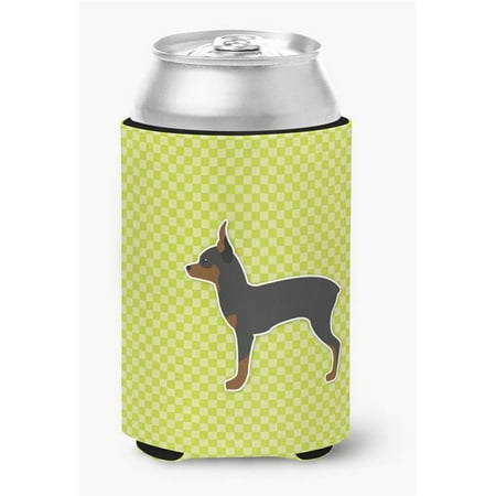 Toy Fox Terrier Checkerboard Green Can or Bottle Hugger