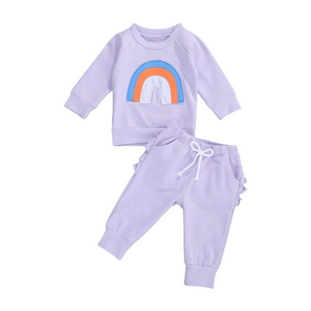 Baby Girl Shirt Pants Suit Rainbow Printed O-Neck Long Sleeve Lace-up Layered Ruffle 2-Piece Clothes
Baby Girl Shirt Pants Suit Rainbow Printed O-Neck Long Sleeve Lace-up Layered Ruffle 2-Piece Clothes