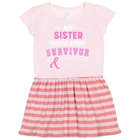 Inktastic My Sister is a Survivor Breast Cancer Awareness Gift Toddler Girl Dress