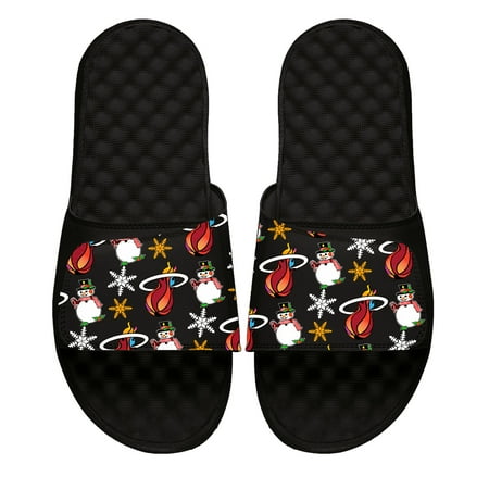 Youth ISlide Black Miami Heat Holiday Pattern Slide Sandals