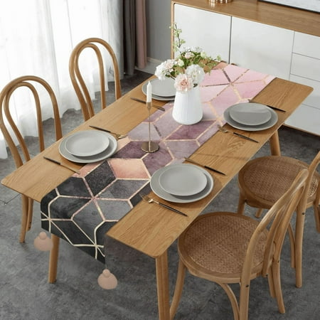 Nordic Style Geometric Pattern Pink Rose Gold Table Runner Imitation Linen Table Runner With Khaki Tassels For Party And Dining Room 14 x 60
Nordic Style Geometric Pattern Pink Rose Gold Table Runner Imitation Linen Table Runner With Khaki Tassels For Party And Dining Room 14 x 60