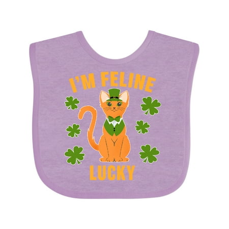 Inktastic St. Patrick s Day I m Feline Lucky Gift Baby Boy or Baby Girl Bib