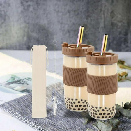 Glass Water Cup Set 730ml Jar Leakproof Smoothie Mugs with Lid Straw Storage Coffee Color
Glass Water Cup Set 730ml Jar Leakproof Smoothie Mugs with Lid Straw Storage Coffee Color