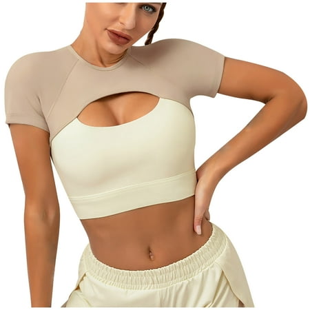 Women s Sports Underwear Short Sleeve Patchwork Yoga Wear Running Back Training Shock-proof Vest Cut Out Breasted Bra 
Women s Sports Underwear Short Sleeve Patchwork Yoga Wear Running Back Training Shock-proof Vest Cut Out Breasted Bra