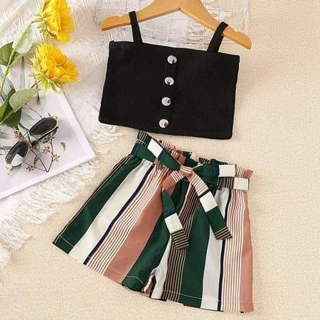 Uccdo Toddler Baby Girls Summer Clothes Shorts Set Infants Sleeveless Tee T Shirt Crop Tops+Striped Short Pant Kids 2 Pieces Outfits Size 6M-3T
Uccdo Toddler Baby Girls Summer Clothes Shorts Set Infants Sleeveless Tee T Shirt Crop Tops+Striped Short Pant Kids 2 Pieces Outfits Size 6M-3T