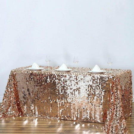 90 x132 Big Payette Sequin Rectangle Tablecloth - Rose Gold | Blush - Case of 4 Tablecloths
90 x132 Big Payette Sequin Rectangle Tablecloth - Rose Gold | Blush - Case of 4 Tablecloths