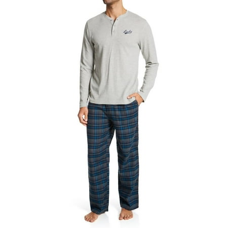 Men s Lucky 213LG11 Flannel Pajama Boxed Gift Set (Heather Grey/Plaid S)