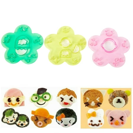 3Pcs Cartoon Facial Expression Mold Rice Ball Mold DIY Embossing Tool