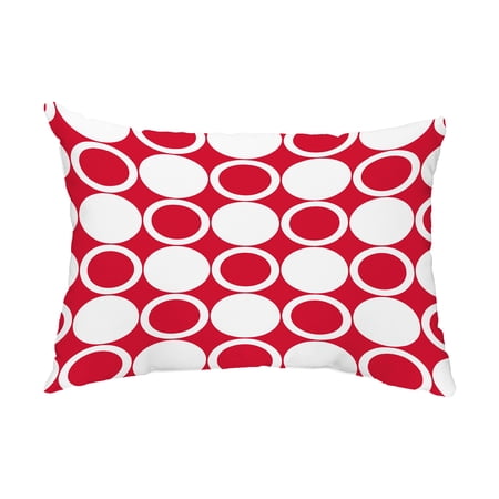Small Modcircles 14x20 inch Red Abstract Decorative Outdoor Pillow