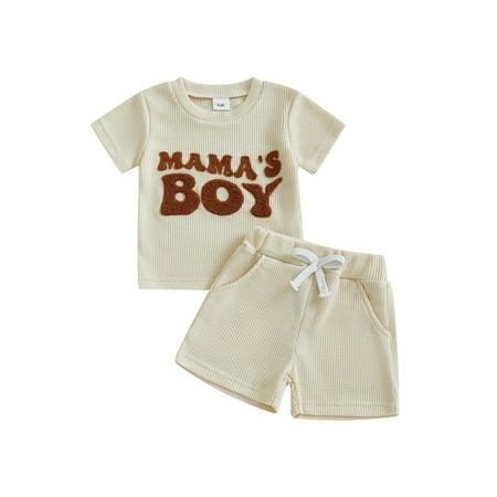 Baby Toddler Boy Summer Outfit 6 12 18 24 Months 2T 3T Letter Embroidery Short Sleeve T-shirt Solid Shorts 2 Piece Waffle Knit Clothing Set
Baby Toddler Boy Summer Outfit 6 12 18 24 Months 2T 3T Letter Embroidery Short Sleeve T-shirt Solid Shorts 2 Piece Waffle Knit Clothing Set