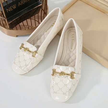 Women‘s Flat Slip On Shoes Faux Pearl & Metal Decor Loafers Soft Sole Patent Leather Shoes
Women‘s Flat Slip On Shoes Faux Pearl & Metal Decor Loafers Soft Sole Patent Leather Shoes
