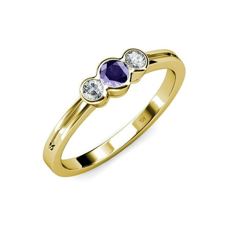 Iolite and Diamond (SI2-I1 G-H) Three Stone Ring 0.48 ct tw in 14K Yellow Gold.size 8.5
Iolite and Diamond (SI2-I1 G-H) Three Stone Ring 0.48 ct tw in 14K Yellow Gold.size 8.5