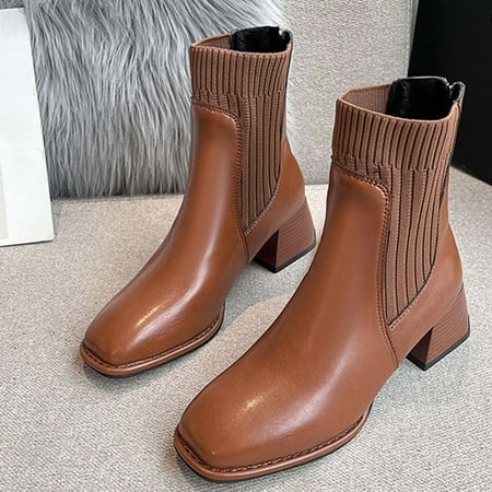 XIAOFFENN Ankle Boots for Women Women s Wide Width Boots Women s Fashion Retro Splicing Boots Chunky Heel Middle-Heels Square Toe Knitting Boots
XIAOFFENN Ankle Boots for Women Women s Wide Width Boots Women s Fashion Retro Splicing Boots Chunky Heel Middle-Heels Square Toe Knitting Boots