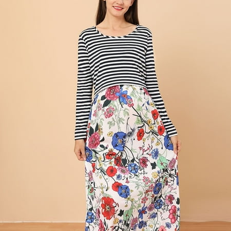 Casual Floral Print Striped Long Sleeve Round Neck Maternity Dress Clothes For Women
Casual Floral Print Striped Long Sleeve Round Neck Maternity Dress Clothes For Women