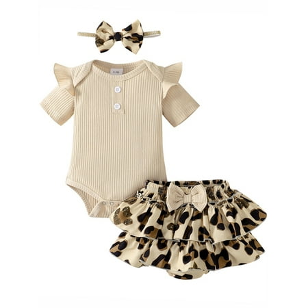 Actoyo Newborn Baby Girl Short Sleeve Knit Romper Ruffle Leopard Shorts Headband Set Summer Outfits Clothes
Actoyo Newborn Baby Girl Short Sleeve Knit Romper Ruffle Leopard Shorts Headband Set Summer Outfits Clothes