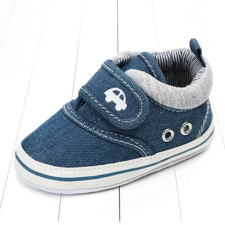 Toyella Velcro solid color male baby non-slip shoes Dark Blue 11