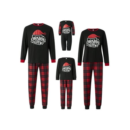 ESASSALY Christmas Pajamas for Family Letter Christmas Hat Printed Long-sleeve Round Neck Tops + Plaid Pants Baby Romper Family Clothing
ESASSALY Christmas Pajamas for Family Letter Christmas Hat Printed Long-sleeve Round Neck Tops + Plaid Pants Baby Romper Family Clothing
