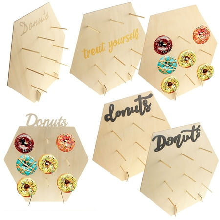 1 Set Donut Stand Easy to Install Decorative Fine Craftsmanship Handmade Dessert Cake Display Rack for Party Beige Wood