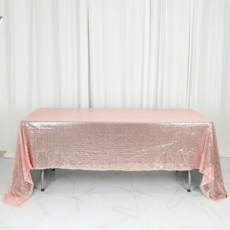 Efavormart 60 x126 Rose Gold|Blush Premium Sequin Rectangle Tablecloth