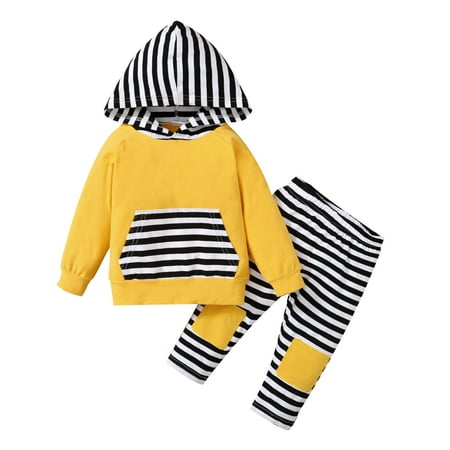Toddler Baby Boys Clothes Baby Boys Outfits Long Sleeve Hooded Top Stripe Pants Set Fall Winter 2PCS Outfits Yellow 18-24 Months
Toddler Baby Boys Clothes Baby Boys Outfits Long Sleeve Hooded Top Stripe Pants Set Fall Winter 2PCS Outfits Yellow 18-24 Months