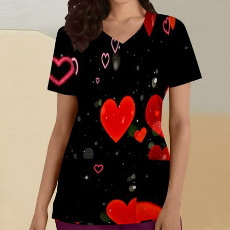 Women s Short Sleeve V-Neck Tops Working Uniform Printing With Pocket Blouse Scrub Tops
Women s Short Sleeve V-Neck Tops Working Uniform Printing With Pocket Blouse Scrub Tops