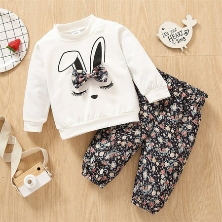 Easter Girls Outfits Set- Toddler Kids Infant Newborn Baby Girls Long Sleeve Cartoon Bowknot Sweatshirt Tops Flower Print Pants Outfits Set 2PCS
Easter Girls Outfits Set- Toddler Kids Infant Newborn Baby Girls Long Sleeve Cartoon Bowknot Sweatshirt Tops Flower Print Pants Outfits Set 2PCS