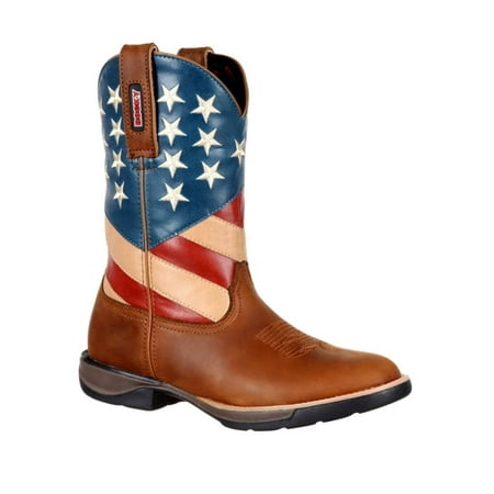 Rocky Western Boots Womens 10" American Flag Leather Brown RKW0222