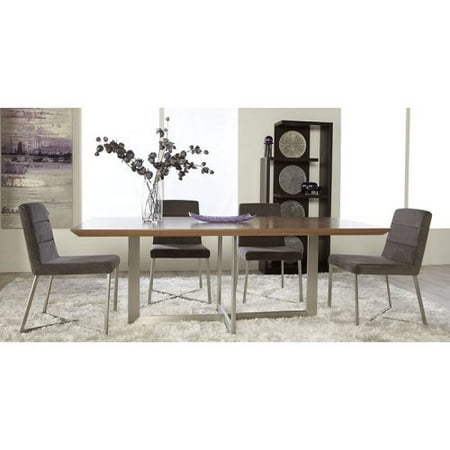 Euro Style Tosca 7 Piece Walnut Dining Table Set - Tosca Grey Chairs
