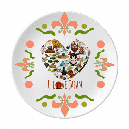 I Love Japan Sushi Illustration Flower Ceramics Plate Tableware Dinner Dish