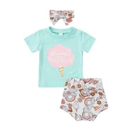 Binpure Infant Girl Round Neck Short-Sleeved T-shirt + Cartoon Ice Cream Shorts + Hairband
Binpure Infant Girl Round Neck Short-Sleeved T-shirt + Cartoon Ice Cream Shorts + Hairband