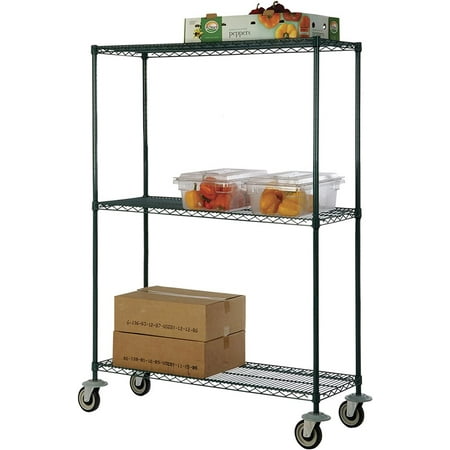 

21 Deep x 36 Wide x 69 High 3 Tier Freezer Wire Shelf Truck with 800 lb Capacity