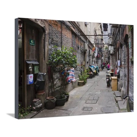 Narrow Lanes in Traditional Residence, Shanghai, China Stretched Canvas Print Wall Art By Keren Su