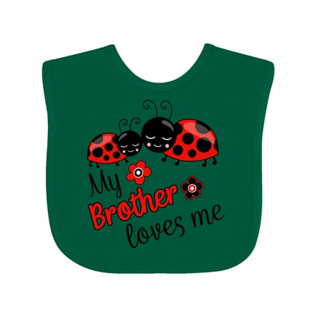 Inktastic My Brother Loves Me with Cute Ladybugs Gift Baby Boy or Baby Girl Bib