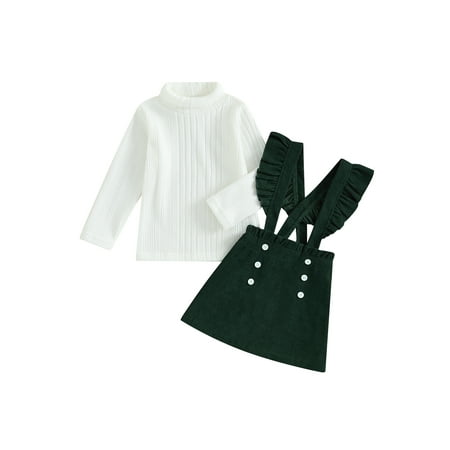 Qtinghua Toddler Baby Girls Fall Outfits Solid Color Turtleneck Tops and Corduroy Suspender Skirt Clothes Green 18-24 Months
Qtinghua Toddler Baby Girls Fall Outfits Solid Color Turtleneck Tops and Corduroy Suspender Skirt Clothes Green 18-24 Months