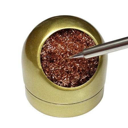 Solder Tip Head Cleaner Soldering Iron Stainless Steel Wire Mesh Cleaning Cleaner with Stand Gold
