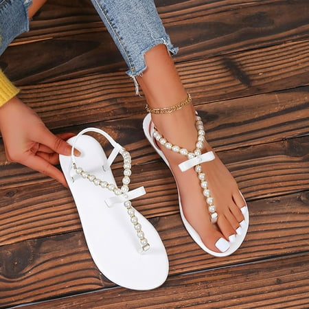 Fheaven Womens Sandals Women s Casual Beach Summer Fashion Shoes Pearl Beaded Bow Flat Heel Slippers Solid Color Sandals Flip Flops Sandals for Women Dressy Summer White 42
Fheaven Womens Sandals Women s Casual Beach Summer Fashion Shoes Pearl Beaded Bow Flat Heel Slippers Solid Color Sandals Flip Flops Sandals for Women Dressy Summer White 42