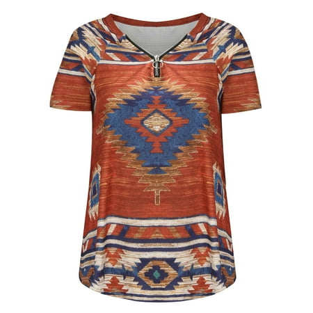 Simplmasygenix Women Tops Summer Clearance Women Casual Retro Western Aztec Print Short Sleeve Ethnic V-Neck Zipper T-Shirts Tops
Simplmasygenix Women Tops Summer Clearance Women Casual Retro Western Aztec Print Short Sleeve Ethnic V-Neck Zipper T-Shirts Tops
