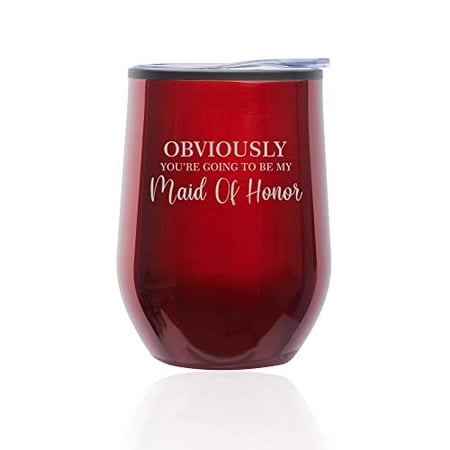 Stemless Wine Tumbler Coffee Travel Mug Glass with Lid Bridal Party Maid Of Honor Proposal Script (Red)
Stemless Wine Tumbler Coffee Travel Mug Glass with Lid Bridal Party Maid Of Honor Proposal Script (Red)