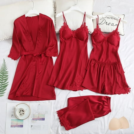 Liveday Female Pajamas Set 5pcs Sleepwear Lace Comfortable Sleepwear Loungewear
Liveday Female Pajamas Set 5pcs Sleepwear Lace Comfortable Sleepwear Loungewear