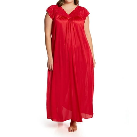 Women s Shadowline 32737X Plus Silhouette 53 Inch Gown (Red 3X)