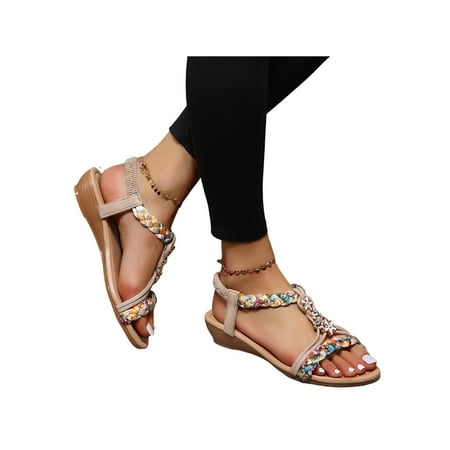Gomelly Womens Beach Shoes Slip On Flat Sandal Ankle Strap Sandals Fashion Party Bohemian Beige 8.5
Gomelly Womens Beach Shoes Slip On Flat Sandal Ankle Strap Sandals Fashion Party Bohemian Beige 8.5