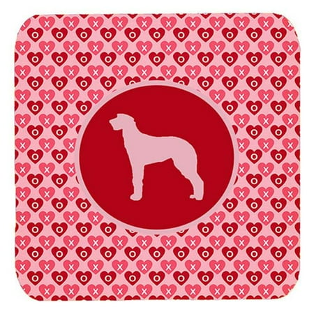 Scottish Deerhound Valentine Hearts Foam Coasters - Set 4 3.5 x 3.5 In.