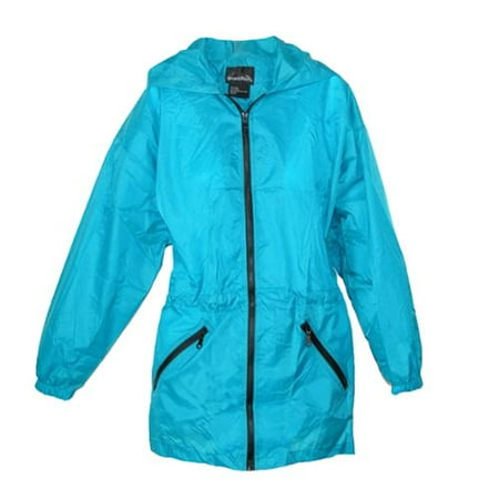 ... Womens Packable Fashion Teal Color Anorak Rain Jacket, Teal - Walmart