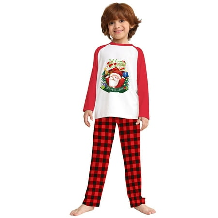 

Honeeladyy Christmas Fashion Long Sleeves Child Plaid Printed Top+Pants Family Matching Pajamas Set Red Clearance under 10$
