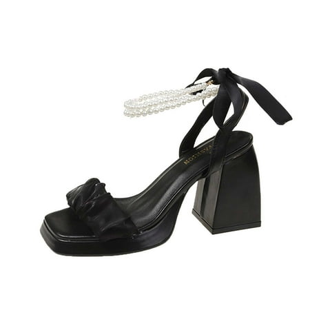 TUOBARR Heel Sandals for Women Women s Summer Casual Square-toe Sandals High Heel Chunky Heel Pearl Decoration Sandals Black
TUOBARR Heel Sandals for Women Women s Summer Casual Square-toe Sandals High Heel Chunky Heel Pearl Decoration Sandals Black