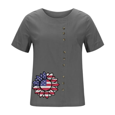 Airpow Short Sleeve V-Neck Blouses & Shirts Black Corset Top Women Independence Day Short Sleeve Casual Round Neck Printed Loose Button Tunic Shirt Blouse Tops Gray L
Airpow Short Sleeve V-Neck Blouses & Shirts Black Corset Top Women Independence Day Short Sleeve Casual Round Neck Printed Loose Button Tunic Shirt Blouse Tops Gray L