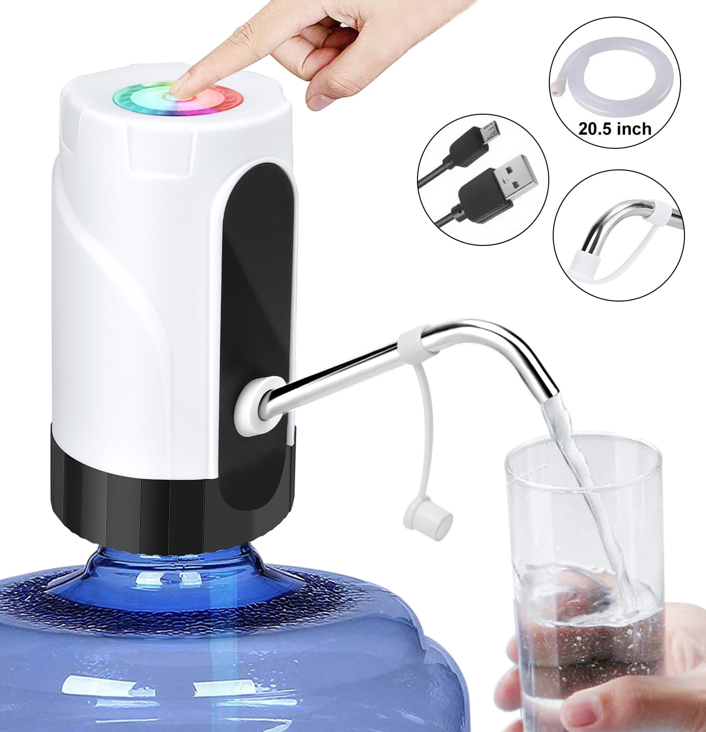 Automatic Electric Water Bottle Pump W Dust Plug Rechargeable Water