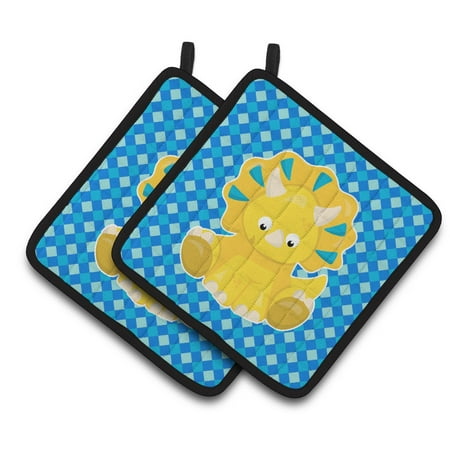 Caroline s Treasures Triceratops Dinosaur Pair of Pot Holders