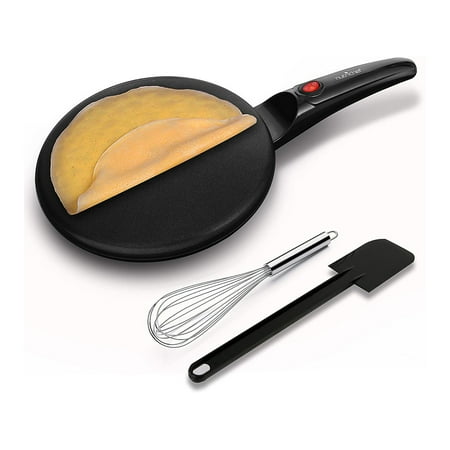 NutriChef 8 Inch Electric Nonstick Griddle Crepe Maker Hot Plate Cooktop Black