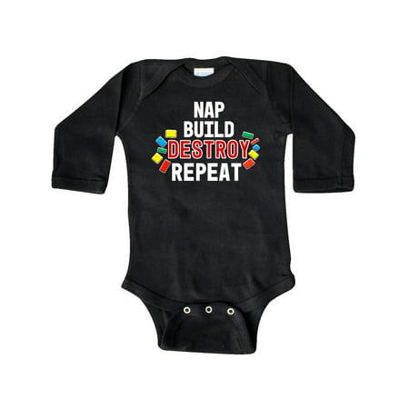 

Inktastic Nap Build Destroy Repeat with Colorful Building Blocks Gift Baby Boy or Baby Girl Long Sleeve Bodysuit